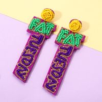 1 Pair Retro Exaggerated Commute Letter Asymmetrical Handmade Inlay Stainless Steel Cloth Rhinestones Beads Drop Earrings main image 6