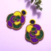 1 Pair Retro Exaggerated Commute Letter Asymmetrical Handmade Inlay Stainless Steel Cloth Rhinestones Beads Drop Earrings main image 3