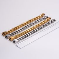 Stainless Steel 18K Gold Plated Hip-Hop Rock Cool Style Plating Geometric Bracelets main image 1