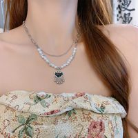 Chinoiserie Elegant Romantic Tassel Lock Artificial Pearl Alloy Women's Pendant Necklace main image 1