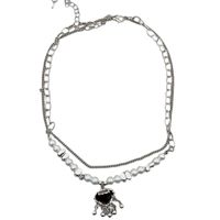Chinoiserie Elegant Romantic Tassel Lock Artificial Pearl Alloy Women's Pendant Necklace main image 6