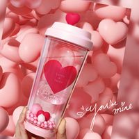 Valentine's Day Cute Retro Red Heart Solid Color Plastic Water Bottles 1 Piece main image 1