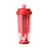 Valentine's Day Cute Retro Red Heart Solid Color Plastic Water Bottles 1 Piece main image 3