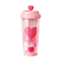 Valentine's Day Cute Retro Red Heart Solid Color Plastic Water Bottles 1 Piece sku image 1