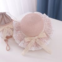 Girl's Cute Flower Bowknot Straw Hat main image 1