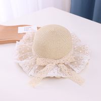 Girl's Cute Flower Bowknot Straw Hat main image 3