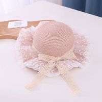 Girl's Cute Flower Bowknot Straw Hat sku image 2