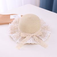 Girl's Cute Flower Bowknot Straw Hat sku image 6