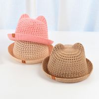 Children Unisex Cartoon Style Cute Solid Color Crimping Straw Hat main image 5
