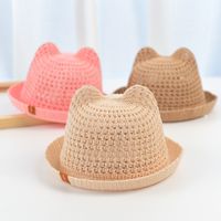 Children Unisex Cartoon Style Cute Solid Color Crimping Straw Hat main image 1