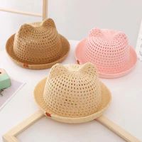 Children Unisex Cartoon Style Cute Solid Color Crimping Straw Hat main image 4