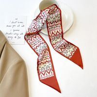 Women's Sweet Letter Plaid Flower Silk Scarf Printing Hair Band sku image 10