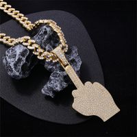Hip Hop Gesto Aleación De Zinc Enchapado Embutido Diamantes De Imitación Hombres Collar Colgante main image 5