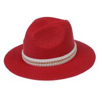 للجنسين أنيق أسلوب بسيط اللون الصامد طنف كبيرة قبعة فيدورا main image 1