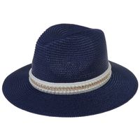 للجنسين أنيق أسلوب بسيط اللون الصامد طنف كبيرة قبعة فيدورا main image 3