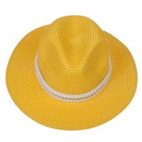 للجنسين أنيق أسلوب بسيط اللون الصامد طنف كبيرة قبعة فيدورا sku image 2