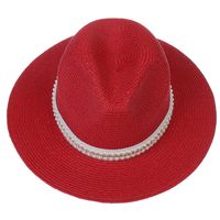 للجنسين أنيق أسلوب بسيط اللون الصامد طنف كبيرة قبعة فيدورا sku image 1