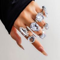 Exaggerated Shiny Geometric Water Droplets Rectangle Plastic Iron Inlay Artificial Crystal Women's Rings main image 3