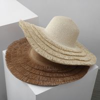 Women's Simple Style Classic Style Solid Color Big Eaves Straw Hat main image 1