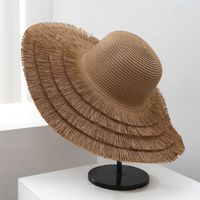 Women's Simple Style Classic Style Solid Color Big Eaves Straw Hat main image 3