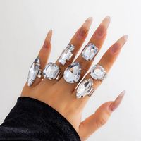 Exaggerated Shiny Geometric Water Droplets Rectangle Plastic Iron Inlay Artificial Crystal Women's Rings main image 6
