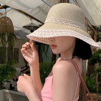 Women's Elegant Classic Style Solid Color Big Eaves Straw Hat main image 3