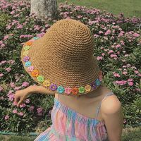 Women's Simple Style Classic Style Flower Flowers Wide Eaves Straw Hat main image 5