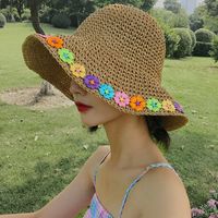 Women's Simple Style Classic Style Flower Flowers Wide Eaves Straw Hat main image 1