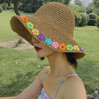 Women's Simple Style Classic Style Flower Flowers Wide Eaves Straw Hat main image 6