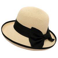 Women's Pastoral Solid Color Crimping Straw Hat main image 1