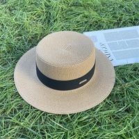 Women's Elegant Classic Style Solid Color Flat Eaves Straw Hat main image 4