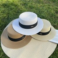 Women's Elegant Classic Style Solid Color Flat Eaves Straw Hat main image 1
