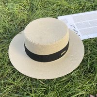 Women's Elegant Classic Style Solid Color Flat Eaves Straw Hat sku image 2