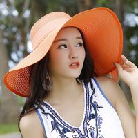 Women's Basic Solid Color Bowknot Flat Eaves Sun Hat sku image 10