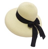 Women's Simple Style Classic Style Color Block Flat Eaves Straw Hat main image 1