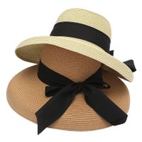 Women's Simple Style Classic Style Color Block Flat Eaves Straw Hat main image 3