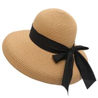 Women's Simple Style Classic Style Color Block Flat Eaves Straw Hat sku image 1