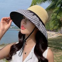 Women's Simple Style Classic Style Color Block Big Eaves Sun Hat main image 3