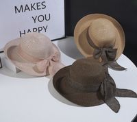 Women's Vintage Style Bow Knot Hollow Out Crimping Straw Hat main image 5