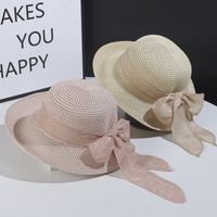 Women's Vintage Style Bow Knot Hollow Out Crimping Straw Hat main image 4