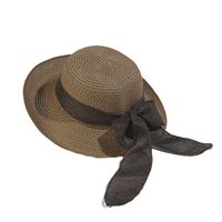 Women's Vintage Style Bow Knot Hollow Out Crimping Straw Hat main image 2