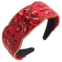 Women's Elegant Luxurious Geometric Cloth Inlay Rhinestones Glass Beads Hair Band sku image 2