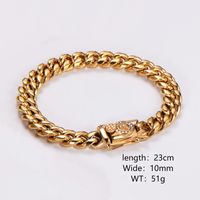 Hip-Hop Rock Cool Style Solid Color Skull Stainless Steel Plating Inlay Zircon 18K Gold Plated Women's Bracelets Necklace main image 2