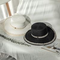 Women's Vintage Style Color Block Lace Flat Eaves Straw Hat main image 5