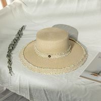 Women's Vintage Style Color Block Lace Flat Eaves Straw Hat main image 4
