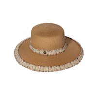 Women's Vintage Style Color Block Lace Flat Eaves Straw Hat main image 2