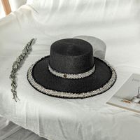 Women's Vintage Style Color Block Lace Flat Eaves Straw Hat sku image 2