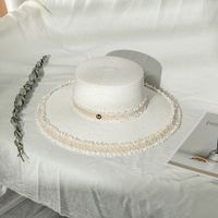 Women's Vintage Style Color Block Lace Flat Eaves Straw Hat sku image 3