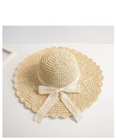 Women's Simple Style Plaid Bowknot Flat Eaves Straw Hat sku image 2