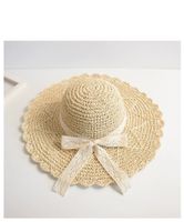 Women's Simple Style Plaid Bowknot Flat Eaves Straw Hat main image 4
